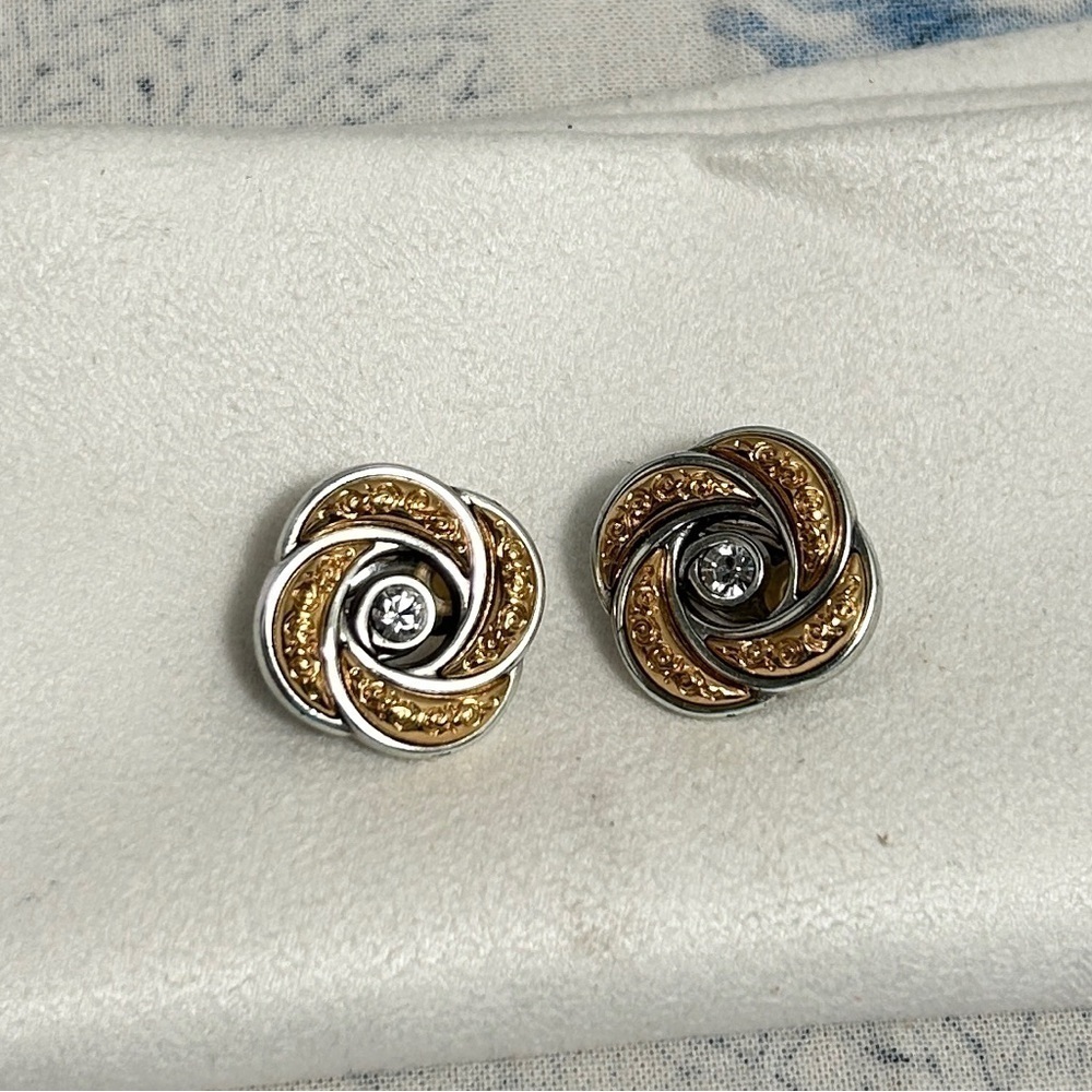 Brighton Love Knot Eternity Clip-On Earrings Two-tone Crystals Silver Plated - Picture 7 of 7